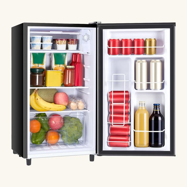 NEWBULIG Mini Fridge with Freezer 3.2 Cu.Ft Small Refrigerator for Office, Dorm, Small Fridge with Adjustable Thermostat, Energy Saving, Singel Door, Sliver
