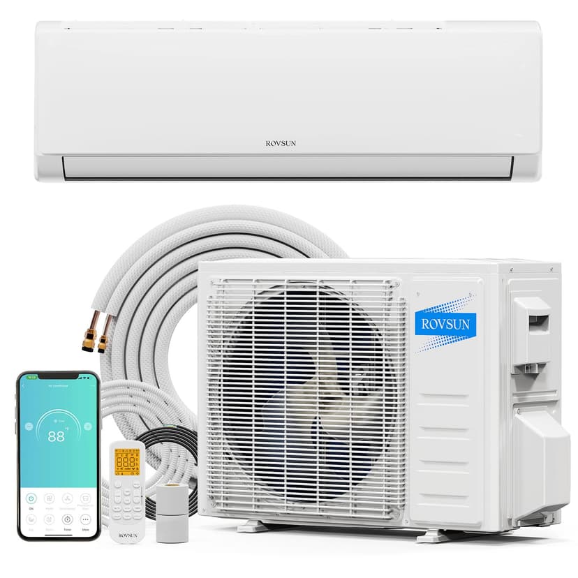ROVSUN 9000 BTU Wifi Enabled Mini Split Air Conditioner & Heater with Inverter, 19 SEER2 Energy Saving 115V Ductless Split AC Unit with Pre-Charged Condenser, Heat Pump & Installation Kit