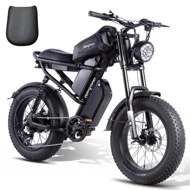 Riding'times 31.2AH Moped Style Ebike for Adults 1500W, Max 31MPH & 70-150 Miles, Long Seat Electric Dirt Bike with 20" Fat Tire, Full Suspension E Bike All Terrain