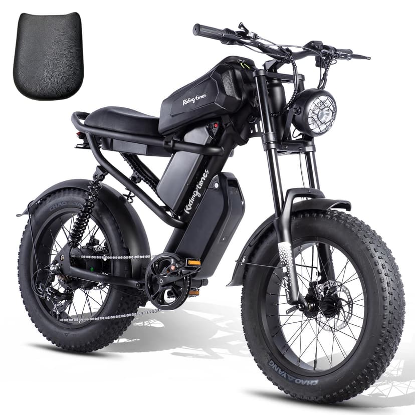 Riding'times 31.2AH Moped Style Ebike for Adults 1500W, Max 31MPH & 70-150 Miles, Long Seat Electric Dirt Bike with 20" Fat Tire, Full Suspension E Bike All Terrain