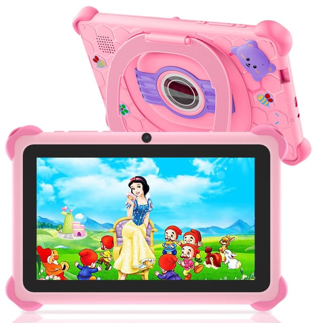 Trayoo Kids Tablet, 7 inch Tablets for Kids, 32GB Toddler Tablet with Case Included, Parental Control, Dual Camera, GMS, WiFi (Pink)