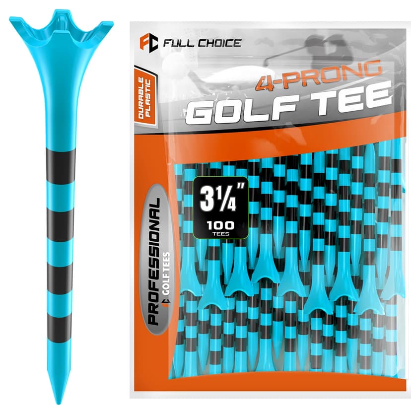 Full Choice100 Pack 3-1/4" Plastic Golf Tees, Enhanced Durability & Stability, Engineered to Minimize Friction and Side Spin