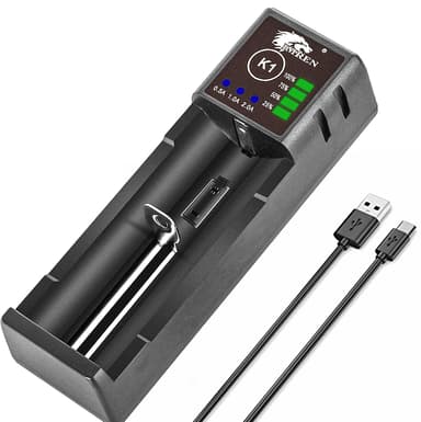 IMREN Single-Slot 18650 Battery Charger, 3.7V Li-ion Charger for 18650 18500 18350 20700 21700 26650 Battery,1.2V Ni-MH/Ni-Cd Batteries,2A Fast Single Slot 18650 USB C Batteries Charger