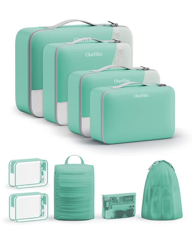 11 Set / 9 Set Packing Cubes for Travel,Gifts for Women Mom Kids,TSA Approved Bags for Makeup, Cosmetic, Toiletry, Organizers for Suitcase Carry On,Cruise Essentials Airplane Accessories,Sky Blue