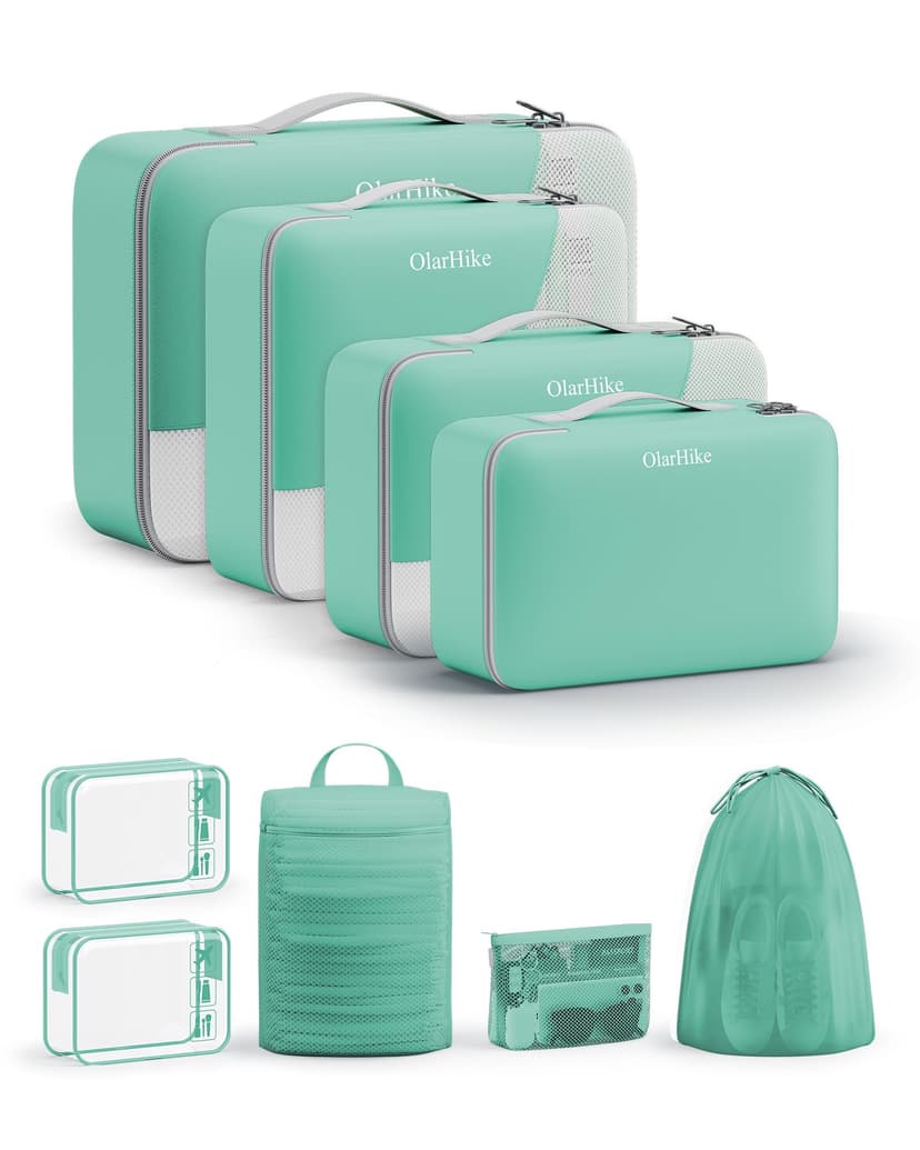 11 Set / 9 Set Packing Cubes for Travel,Gifts for Women Mom Kids,TSA Approved Bags for Makeup, Cosmetic, Toiletry, Organizers for Suitcase Carry On,Cruise Essentials Airplane Accessories,Sky Blue