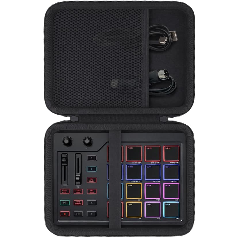 Baval Hard Carrying Case for Donner STARRYPAD MIDI Pad Beat Maker Machine DPD-16, Protective EVA Storage Case with Mesh Pocket, Shockproof Portable Bag for Music Production & Travel
