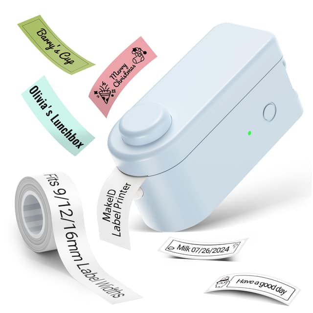 Makeid Label Makers, L1 Label Maker Machine, Portable Wireless Sticker Label Makers for Home, School, Office Use, Rechargeable Thermal Printer with Multiple Fonts, Templates - Blue, 203dpi