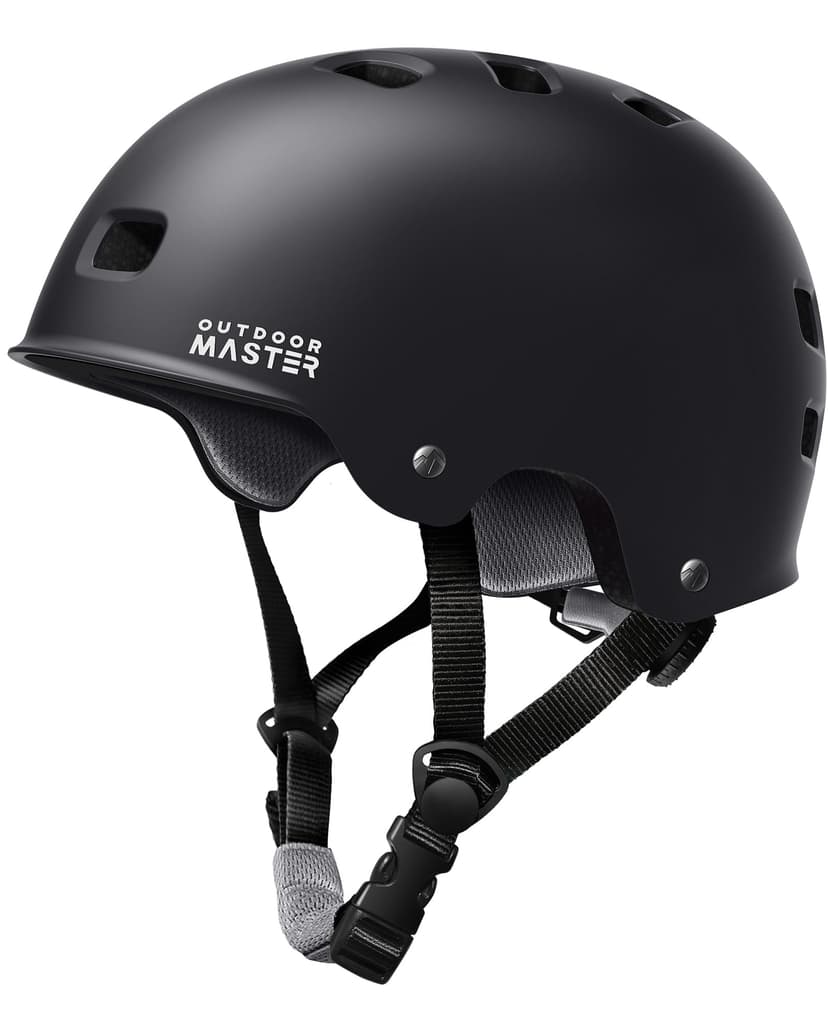 OutdoorMaster Skateboard Cycling Helmet - Two Removable Liners Ventilation Multi-Sport Scooter Roller Skate Inline Skating for Kids, Youth & Adults - L - Black