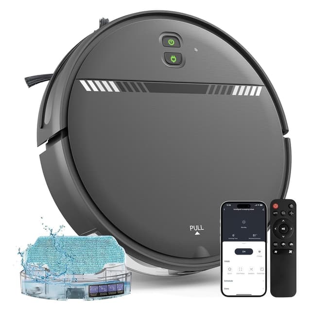 XIEBro Life Robot Vacuum and Mop Combo, Vaccum Robot 2 in 1 with WiFi/App/Voice, Schedule, Water Tank and Dustbin, Self-Charging, Slim, Ideal for Hard Floor, Pet Hair, Carpet