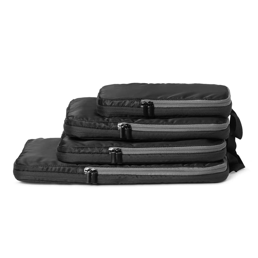 Amazon Essentials 4-Pack Ultralight Compression Packing Cubes Organizer, Black