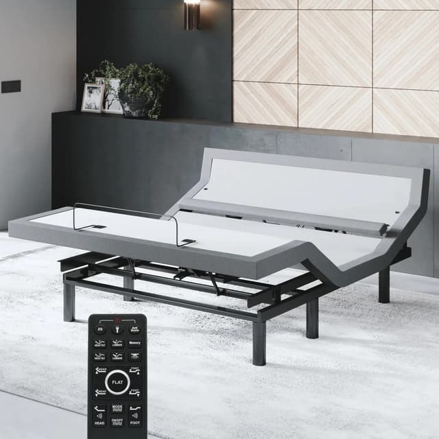 Sven & Son Bliss Adjustable Bed Base Frame Only, Head and Foot Lift, Lumbar Support, Head-Pillow-Tilt, Massage, Under-Bed Lights, USB, Memory Positions, Zero Gravity - Queen