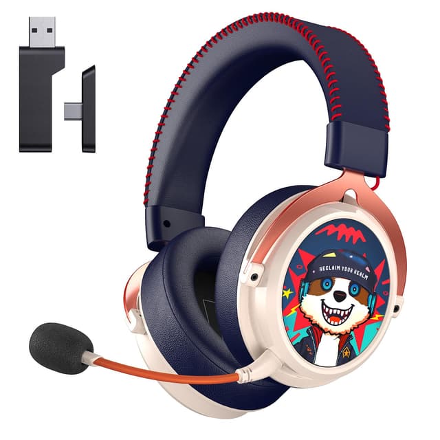 Gtheos 2.4GHz Wireless Gaming Headset for PS5, PS4, PC, Switch, 7.1 Surround Sound, Bluetooth 5.4 Gaming Headphones for Phone, Pad, Laptop, 6mm Noise Canceling Mic, Bio-Dynamic Stereo Sound - White