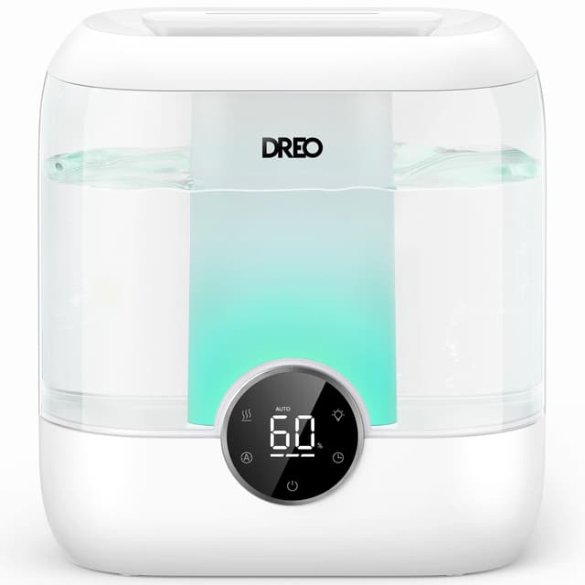 DREO 6L Top Fill Humidifiers for Bedroom, 60H Runtime 28 dB Quiet Supersized Cool Mist Air Humidifiers for Large Room, Baby Nursery, Plant, Indoor, Night Light, Easy to Clean, Precise Humidity Control