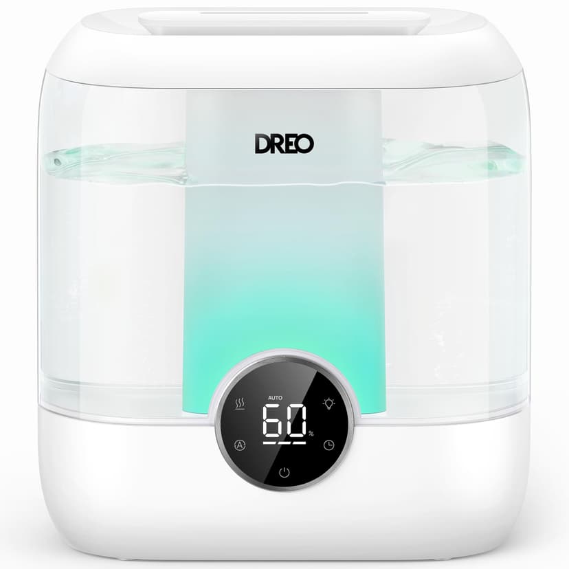 DREO 6L Top Fill Humidifiers for Bedroom, 60H Runtime 28 dB Quiet Supersized Cool Mist Air Humidifiers for Large Room, Baby Nursery, Plant, Indoor, Night Light, Easy to Clean, Precise Humidity Control