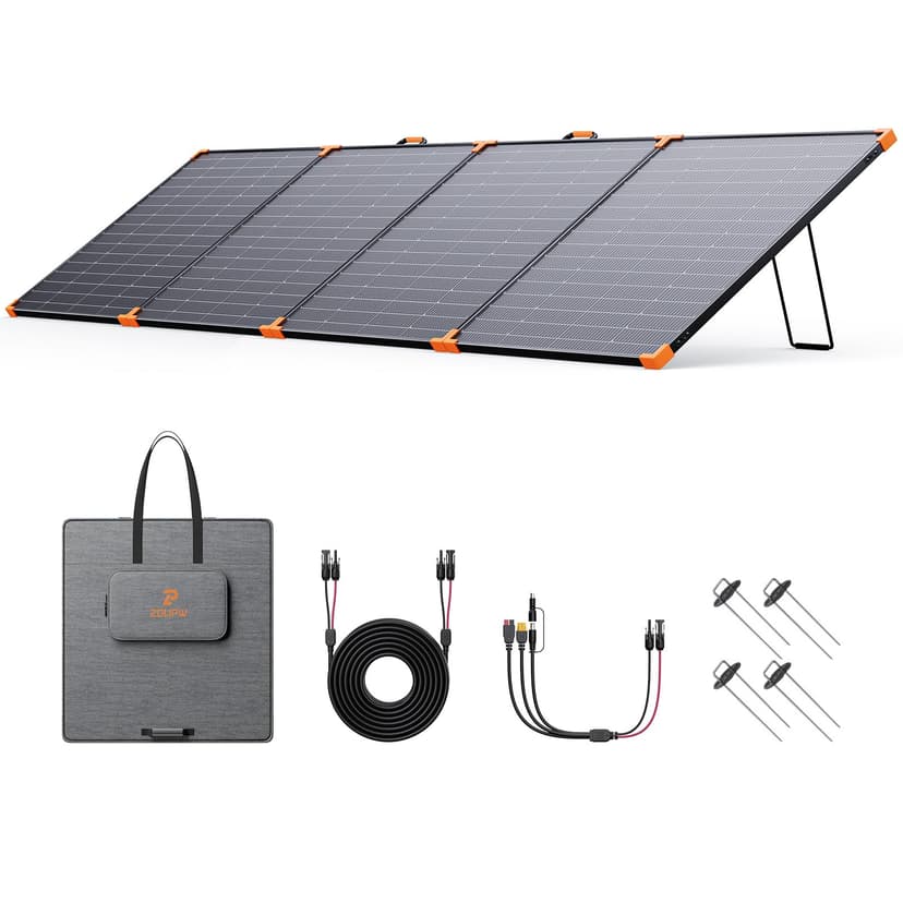 ZOUPW 450W Portable Solar Panel,38V N-Type 16BB 25% High Efficiency Foldable Solar Charger for EcoFlow Delta/Anker C1000/Jackery/Bluetti Elite 100,IP68 Waterproof for Offgrid RV Home Backup