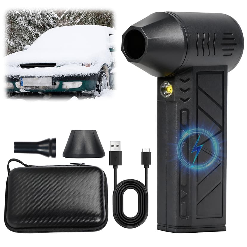Snow Whiz Turbo Blower, Snowwhiz Turbo Blower with Led, 3 Gear Adjustable Super Power Turbo Breeze Electric Blow, Mini Turbos Snow Blowers for Car, Clear Snow 10x Faster