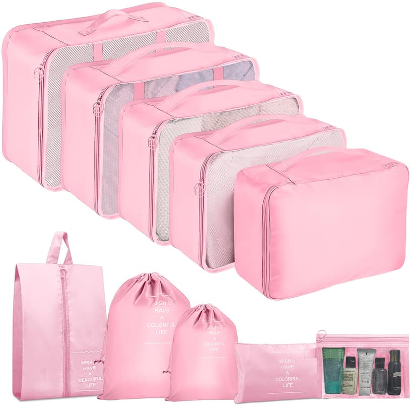 Packing Cubes for Travel - 10 Set Luggage Organizer Bags for Family, Mesh Breathable Travel Packing Cubes for Suitcases Durable Essentials Bags Set