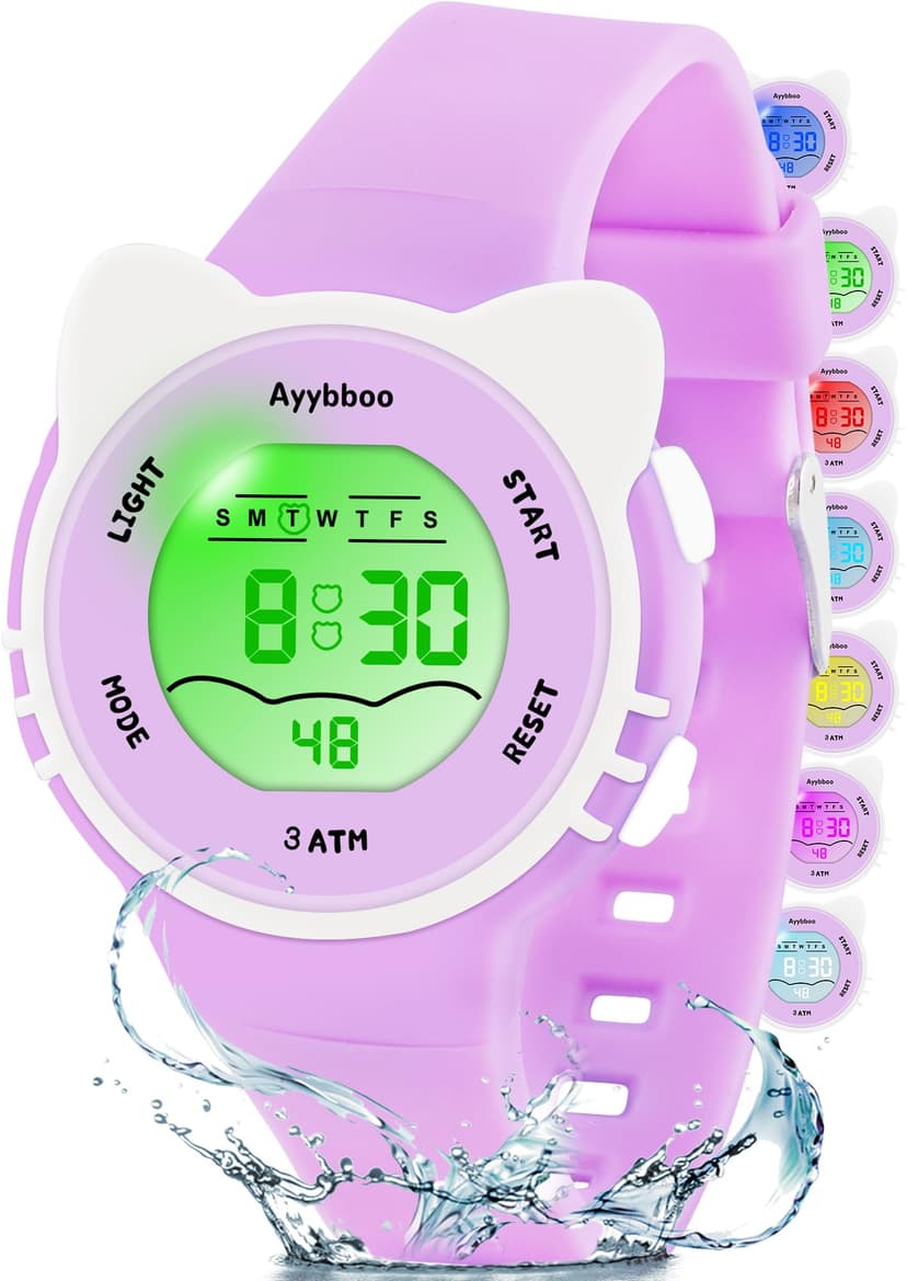 Ayybboo Kids Digital Watch led Waterproof Alarm Stopwatch Children's Jewelry