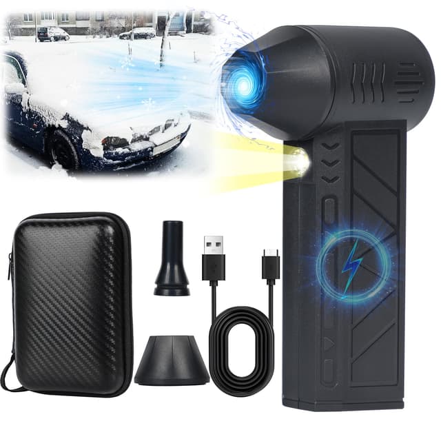 Snow Whiz Turbo Blower, Snowwhiz Turbo Blower with Led, Mini Turbo Snow Blower for Car,3 Gear Adjustable Super Power Turbo Breeze Electric Blower,Clear Snow 10x Faster