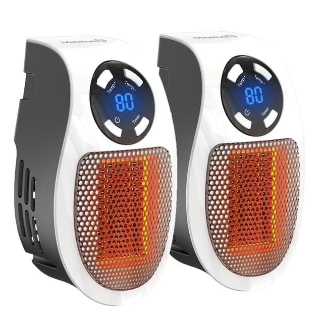 450W Plug in Heater for Indoor Use, Wall Outlet Electric Heater with Remote, 12H Timer & LED Display, PTC Ceramic Fast Heat Safely for Bedroom Office,2PC
