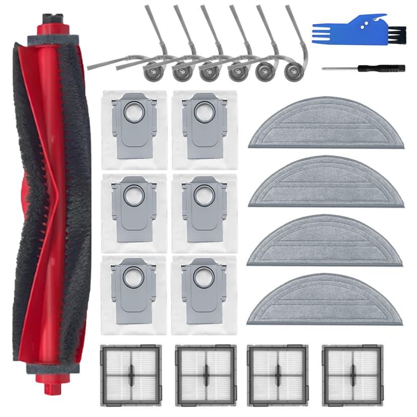 Accessories for Roborock Q10 S5+, Q10 S5 Vacuum Cleaner, 2 Main Brushes, 6 Mop Pads, 6 Filters, 6 Side Brushes, Q10 S5 Replacement Part 23 Pcs