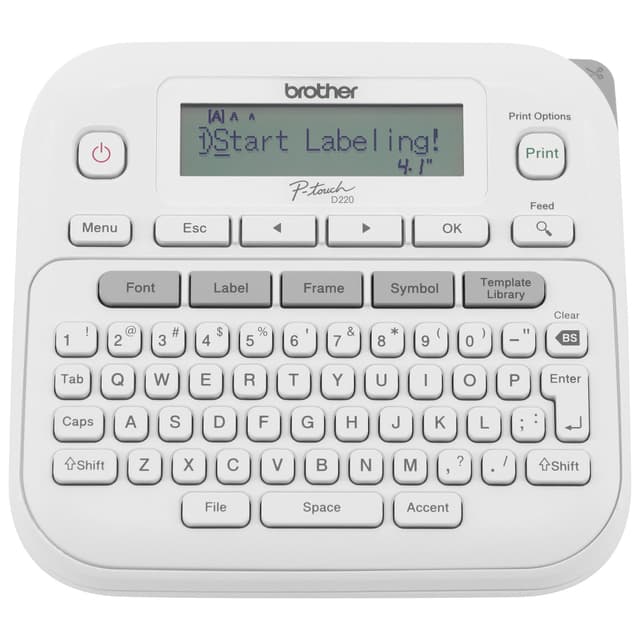 Brother P-Touch PTD220 Home/Office Everyday Label Maker | Prints TZe Label Tapes up to ~1/2 inch White