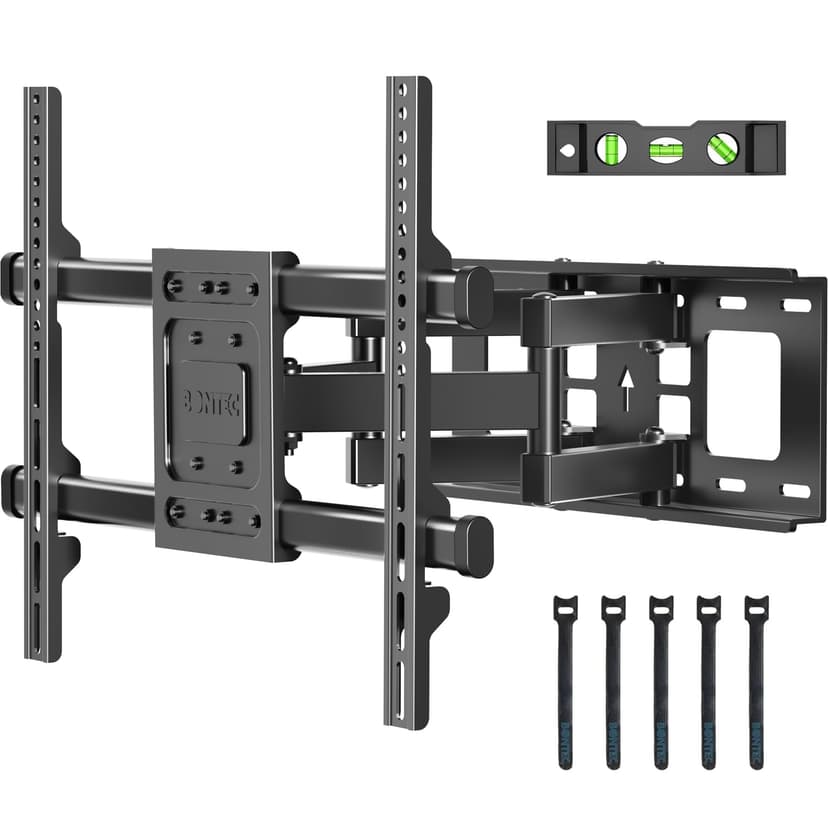 BONTEC Full Motion TV Wall Mount for 37-84 Inch TVs, Hold up to 132lbs, Max VESA 600x400mm, Swivel Tilt Dual Arms, Adjustable Viewing Angle, Fits 16" Wood Studs, Easy Assembly
