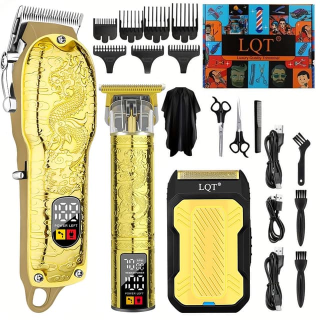 LQT® Professional Hair Clippers for Men, Hair Trimmer Cordless Barber Clippers and Trimmers Set, Hair Cutting Kit for Men Grooming Father Day Gifts