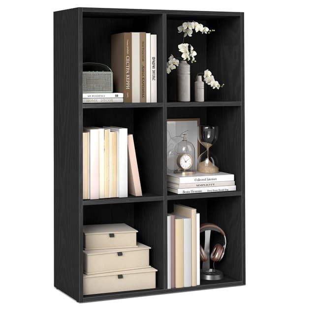 VASAGLE Custos Collection - Bookshelf, Bookcase, Cube Shelf with 6 Compartments, 9.4 x 25.8 x 38.6 Inches, Storage Shelf, for Living Room, Home Office, Dining Room, Ebony Black ULBC423B01