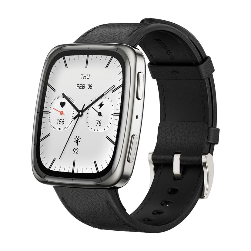 Amazfit Active 2 Premium Smart Watch Fitness Tracker (Square) for Android & iPhone, 10 Day Battery, Water Resistant, GPS Maps, Heart & Sleep Monitor, HYROX Mode, Sapphire Glass, Leather + Sport Strap
