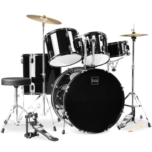 Best Choice Products 5-Piece Full Size Complete Adult Drum Set w/Cymbal Stands, Stool, Drum Pedal, Sticks, Floor Tom - Black