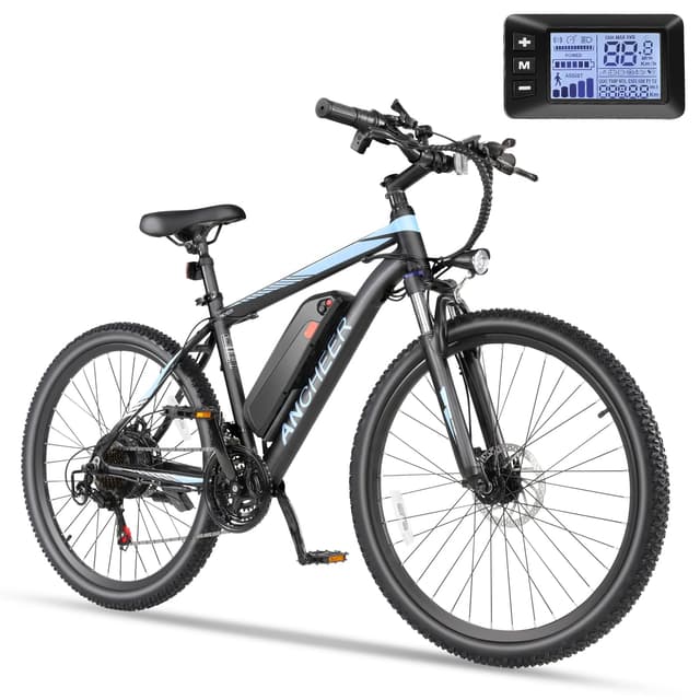 ANCHEER 26" Electric Bike for Adults, [Peak 750W Motor] Electric Mountain Bike, 22 MPH Commuter Ebike, 50 Miles Adults Electric Bicycle with 48V/374Wh Battery, LCD Display, 21 Speed, Front Suspension