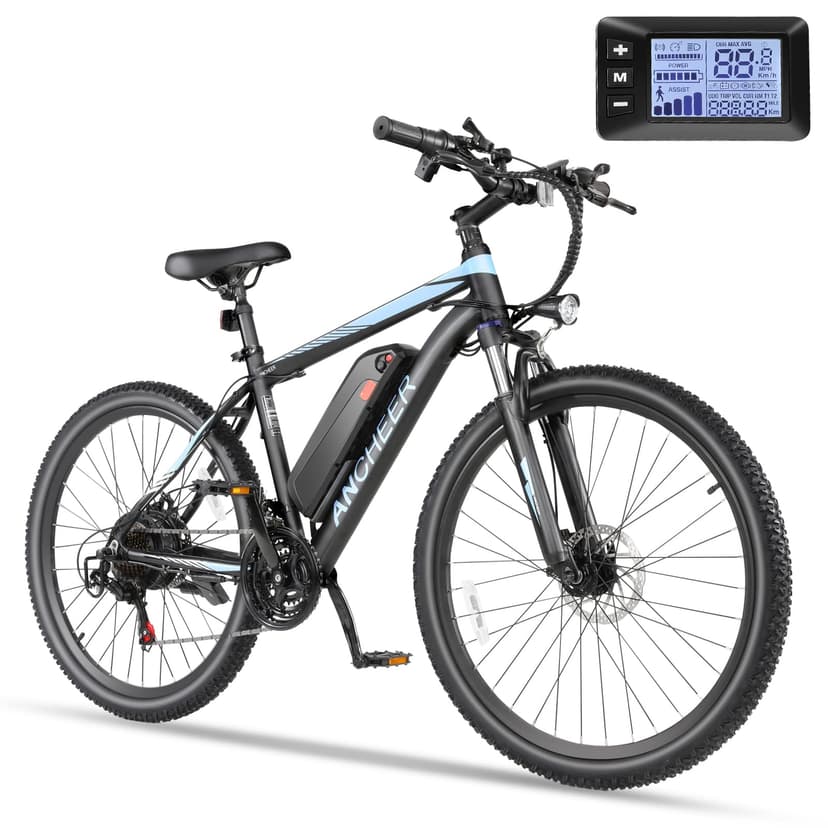 ANCHEER 26" Electric Bike for Adults, [Peak 750W Motor] Electric Mountain Bike, 22 MPH Commuter Ebike, 50 Miles Adults Electric Bicycle with 48V/374Wh Battery, LCD Display, 21 Speed, Front Suspension