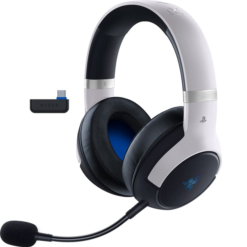 Razer Kaira Pro HyperSpeed Wireless Gaming Headset with Haptics for PlayStation 5 / PS5, PS4, PC, Mobile: Titanium 50mm Drivers - Hybrid Mic - Low Latency Bluetooth - 30 Hr Battery - White & Black
