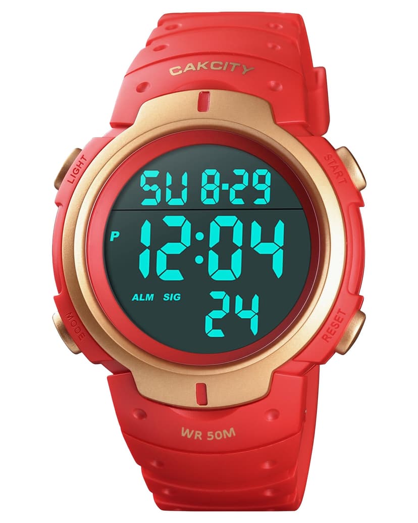 CakCity Mens Digital Watch Military Waterproof Outdoor Large Face Sports Watches with Stopwatch Back Light Alarm Date LED Display,Black