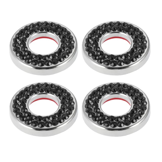 X AUTOHAUX 4pcs Black Bling Inner Car Door Lock Stickers Pull Rod Bolt Covers Door Lock Decoration Accessories for Mercedes Benz E C Class GLC 2015-2019