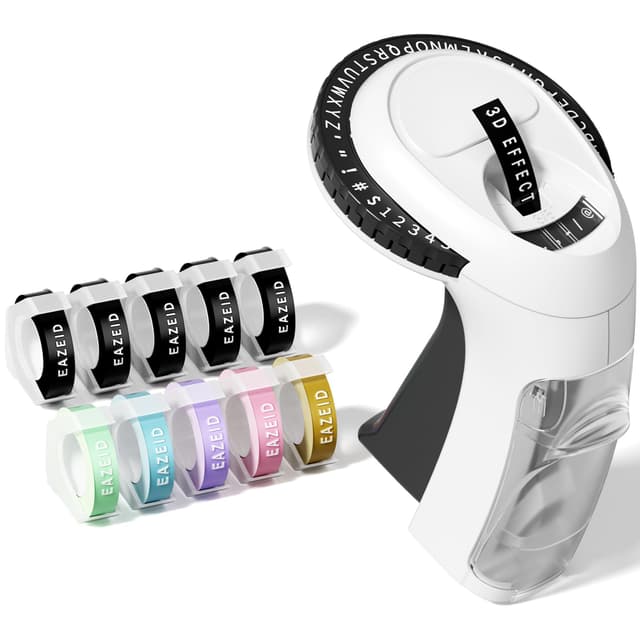 Embossing Label Maker Machine with Tapes, Vintage Embossed Label Maker Manual, Retro 3D Black Emboss Labeler with 10 Rolls 9mm Color Embossing Label Tapes for Home Scrapbooking Supplies, DIY Craft