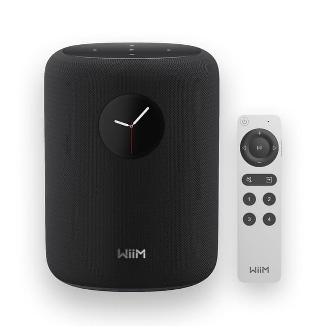 WiiM Sound Smart Speaker with 1.8″ Touch Display, Hi‑Res 24‑bit/192 kHz, AI RoomFit™ Room Correction, 100W Peak, Wi‑Fi 6E/Bluetooth 5.3, Multi‑Room & Stereo Pairing, Remote Included, Black