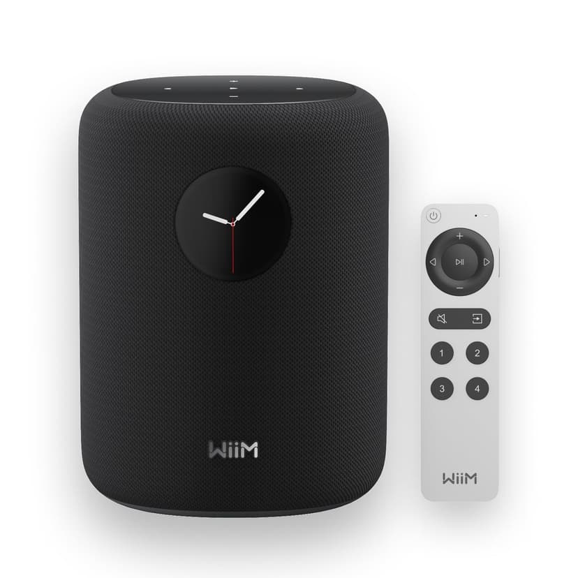 WiiM Sound Smart Speaker with 1.8″ Touch Display, Hi‑Res 24‑bit/192 kHz, AI RoomFit™ Room Correction, 100W Peak, Wi‑Fi 6E/Bluetooth 5.3, Multi‑Room & Stereo Pairing, Remote Included, Black