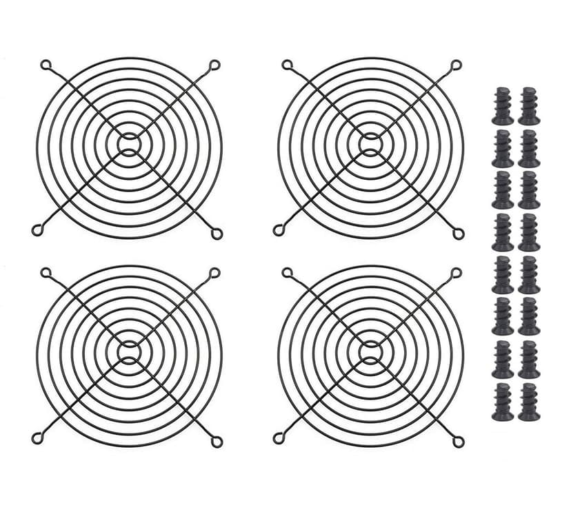 Easycargo 4pcs 140mm Fan Grill Guard Black with Screws