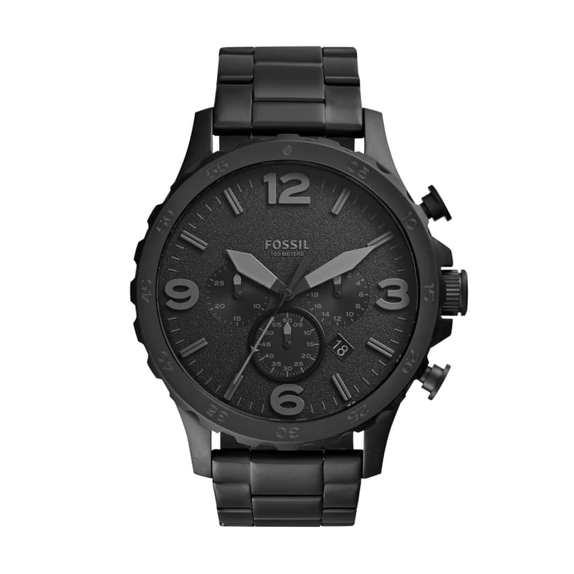 Fossil Men's Nate Quartz Watch, Stainless Steel Chronograph Watch for Men, Color: Black