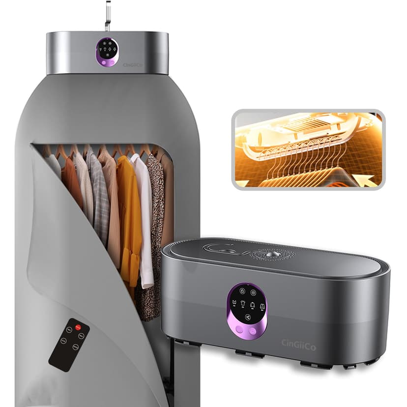 Portable Clothes Dryer, Clothes Dryer Hold 12 Items Up, With Time Setting、Remote Control, Portable Dryers For Laundry, Apartments, RV, Travel, Low noise、Energy Saving (Grey)