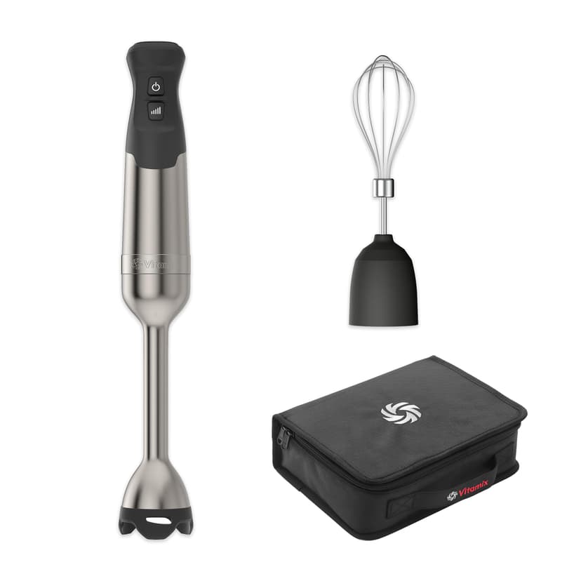 Vitamix 5-Speed Immersion Blender 3-Piece Bundle with Whisk Attachment and Storage Case, Professional-Grade Hand Blender with 625-Watt Motor and Stainless-Steel Blade, Stainless Steel/Black