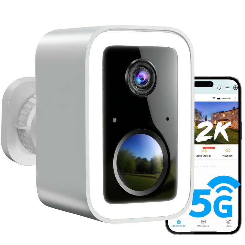 2K Security Cameras Wireless Outdoor, Free Cloud Storage, Integrated Spotlight & Siren, AI Motion Detection, 2-Way Audio, 1-6 Months Battery Life, Cameras for Home Security Support 5GHz WiFi, IP66