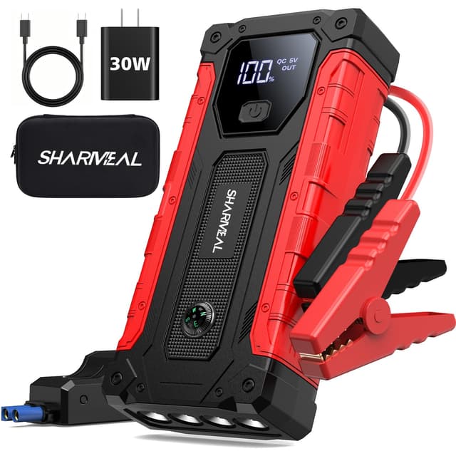 Sharmeal Car Jump Starter 7000A, Jump Starter Battery Pack with PD 30W Quick Charger, 12V Portable Jump Box (for All Gas and 12.0L Diesel) with 4 LED Light
