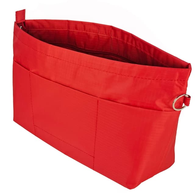 Time Wing Handbag Tote Purse Organizer Insert Bag Liner Shaper Divider Zipper 11 Pockets Compartments Large Red