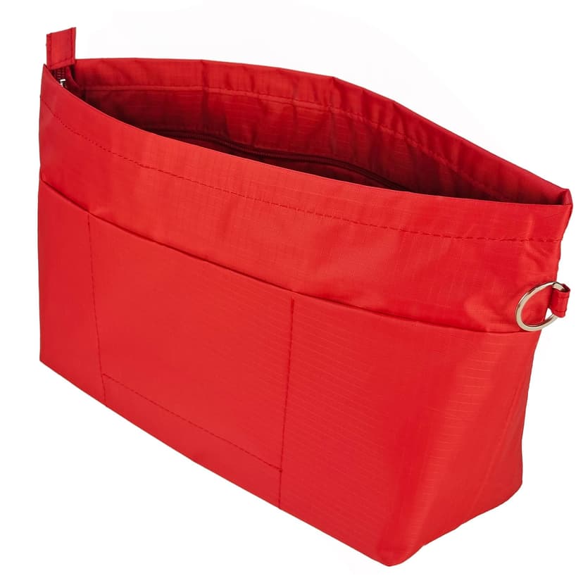 Time Wing Handbag Tote Purse Organizer Insert Bag Liner Shaper Divider Zipper 11 Pockets Compartments Large Red