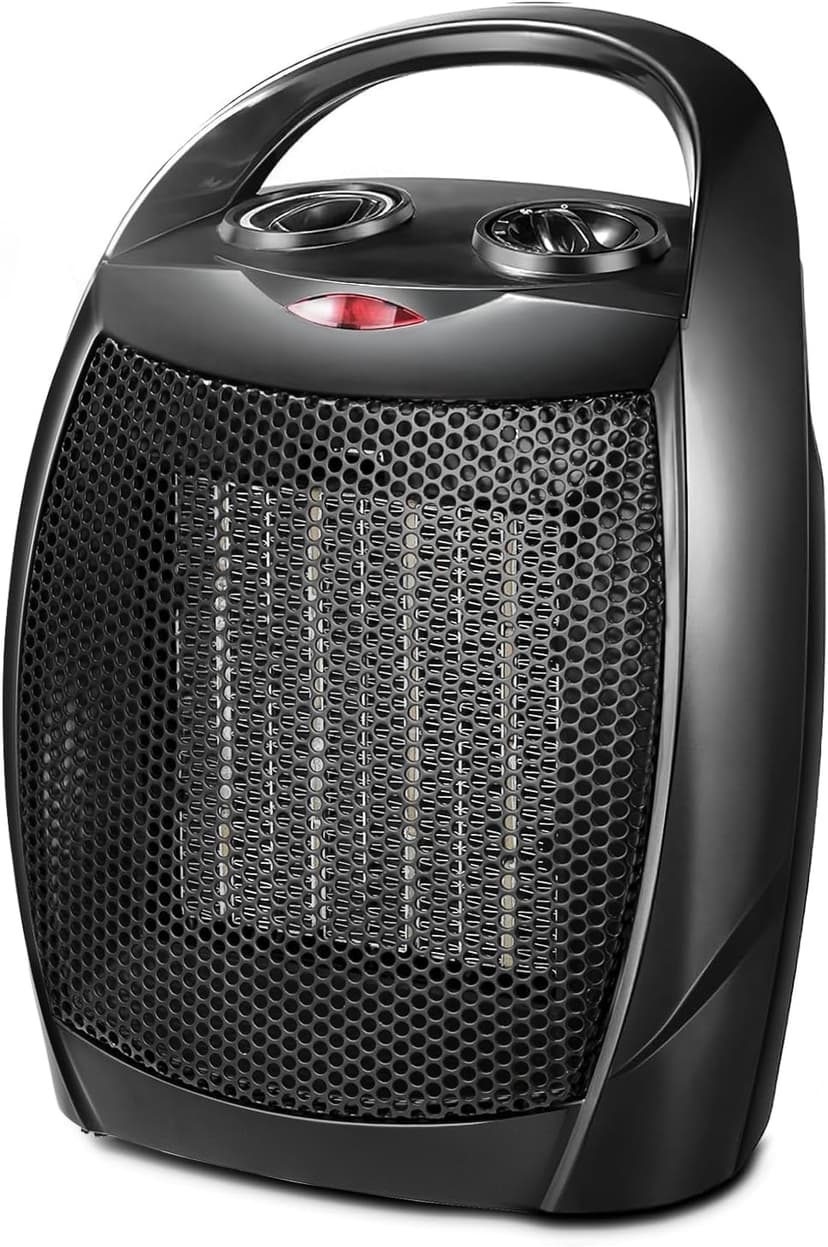 Kismile Small Electric Space Heater Ceramic Space Heater,Portable Heater Fan for Office with Adjustable Thermostat and Overheat Protection ETL Listed for Kitchen, 750W/1500W(Black)