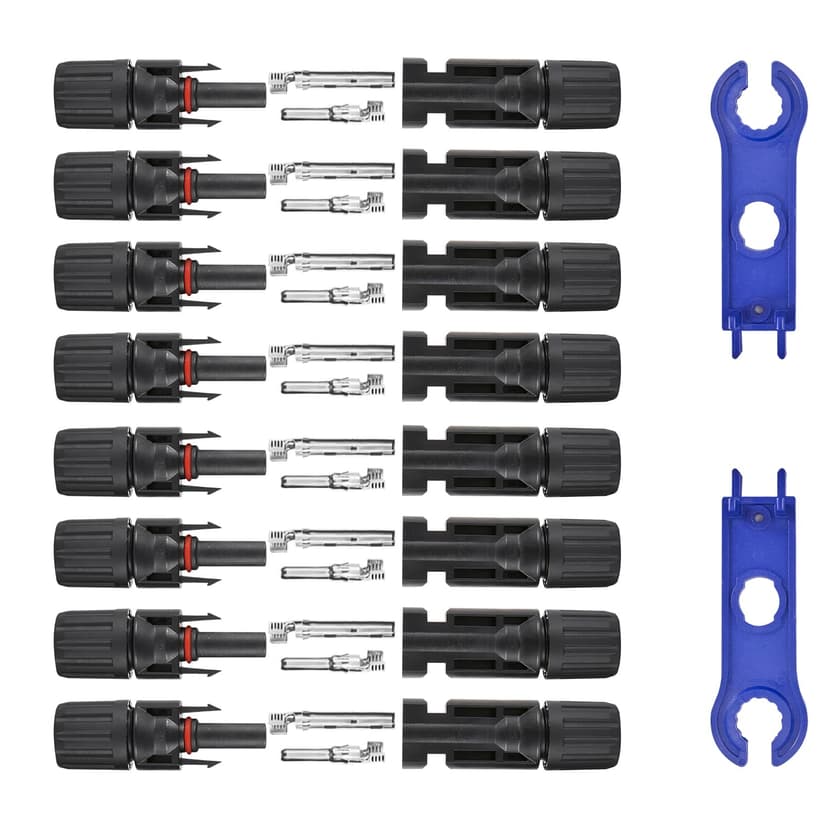 Usngsny 16 PCS Solar Panel Connectors, Male/Female IP67 Waterproof 1000V 30A Solar Cable Connectors (8 Pairs) with 2 Spanners（10AWG）