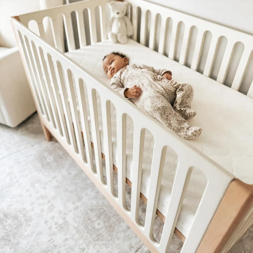 Newton Baby Galileo Standard Crib, Solid Beech Wood in Natural/Dove White 2-Tone Color, 3-in-1 Convertible Crib with Toddler Bed Conversion Kit, Ultra-Safe Non-Toxic Finish